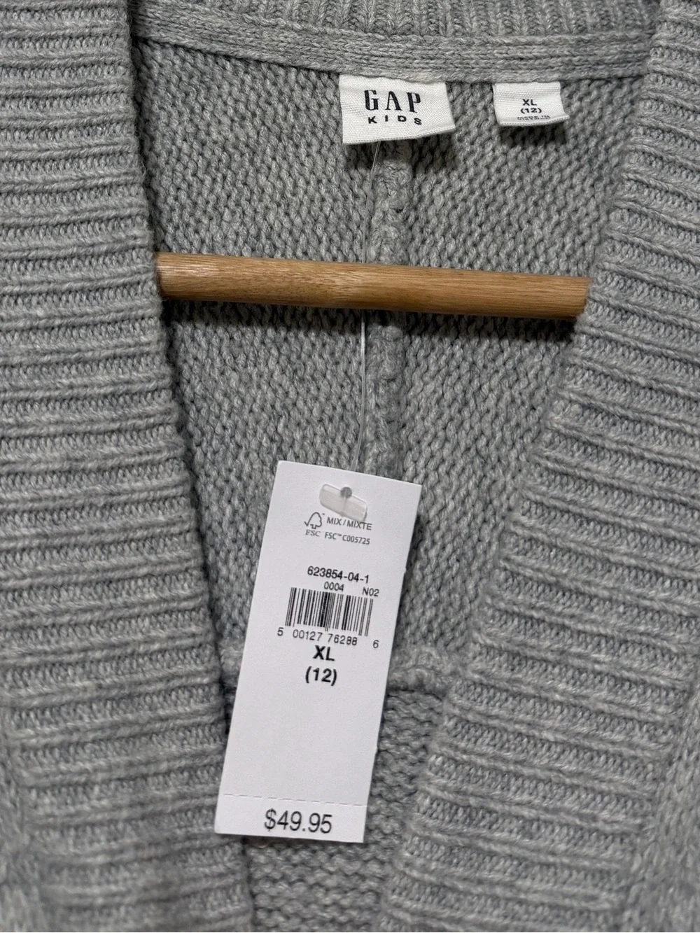 NWT GAP Kid’s Cash Soft Oversized Sweater Size 12 XL Girl’s New Gray